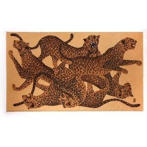 YVES SAINT LAURENT c.1980's YSL Oversized Tan Brown Leopard